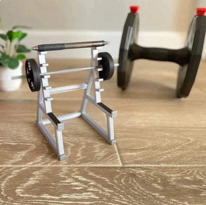 Barbell pen holder